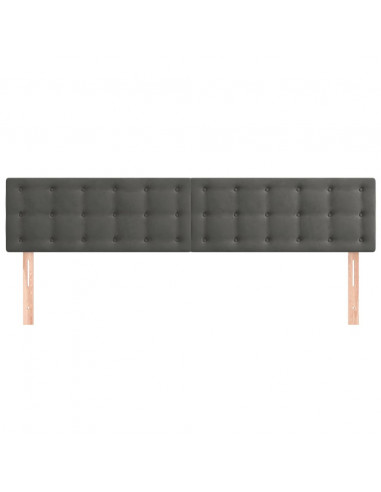 Testiera 2 pz Grigio Scuro 90x5x78/88 cm in Velluto