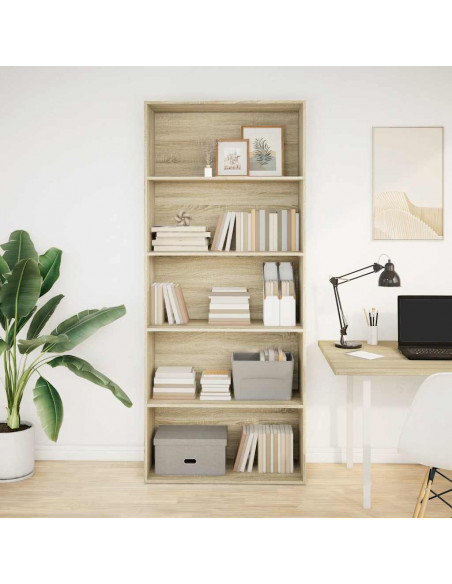 Libreria Rovere Sonoma 80x30x189 cm in Legno Multistrato