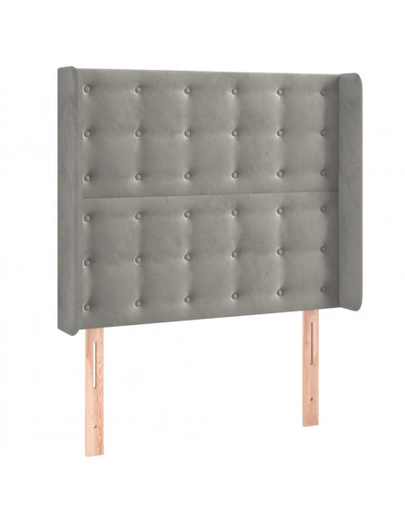 Testiera ad Orecchio Grigio Chiaro 93x16x118/128 cm in Velluto
