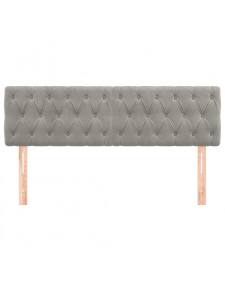 Testiera 2 pz Grigio Chiaro 80x7x78/88 cm in Velluto