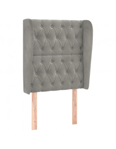 Testiera ad Orecchio Grigio Chiaro 83x23x118/128 cm in Velluto