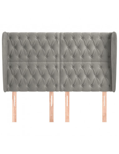 Testiera ad Orecchio Grigio Chiaro 163x23x118/128 cm in Velluto