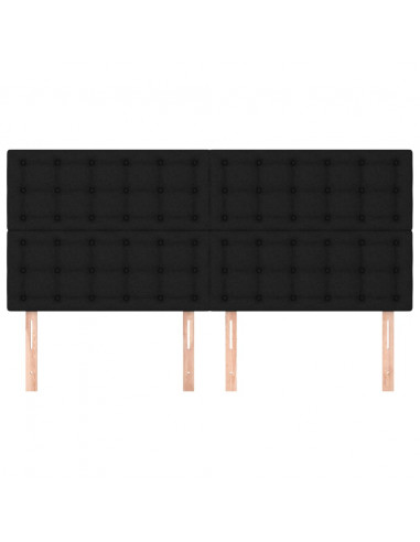 Testiera 4 pz Nera 90x5x78/88 cm in Tessuto
