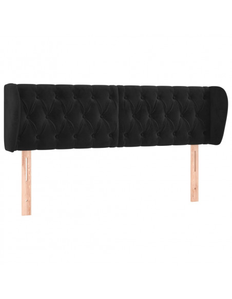 Testiera ad Orecchio Nera 163x23x78/88 cm in Velluto