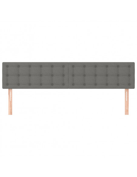 Testiera 2 pz Grigio Scuro 90x5x78/88 cm in Tessuto