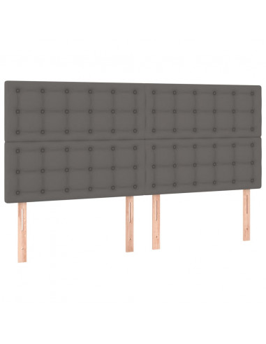 Testiera 4 pz Grigio 90x5x78/88 cm in Similpelle