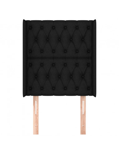 Testiera ad Orecchio Nera 83x16x118/128 cm in Tessuto