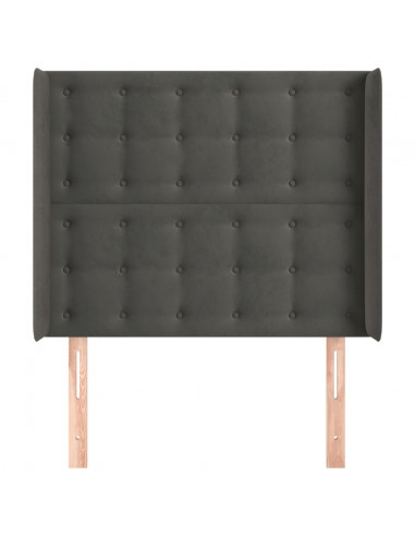 Testiera ad Orecchio Grigio Scuro 93x16x118/128 cm in Velluto