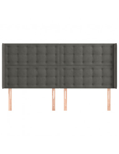 Testiera ad Orecchio GrigioScuro 183x16x118/128 cm in Velluto