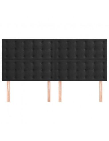 Testiere 4 pz Nere 100x5x78/88 cm in Velluto