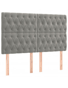 Testiera 4 pz Grigio Chiaro 80x7x78/88 cm in Velluto 2