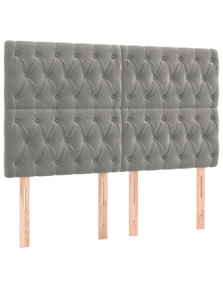 Testiera 4 pz Grigio Chiaro 80x7x78/88 cm in Velluto