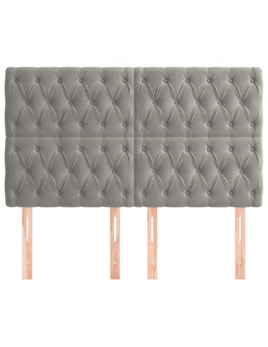 Testiera 4 pz Grigio Chiaro 80x7x78/88 cm in Velluto