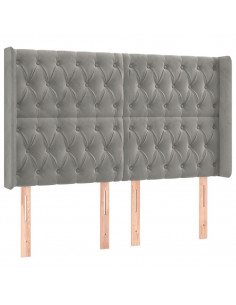 Testiera ad Orecchio Grigio Chiaro 163x16x118/128 cm in Velluto 2