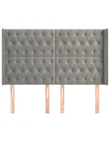 Testiera ad Orecchio Grigio Chiaro 163x16x118/128 cm in Velluto