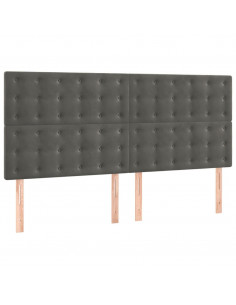 Testiera 4 pz Grigio Scuro 90x5x78/88 cm in Velluto 2