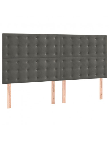 Testiera 4 pz Grigio Scuro 90x5x78/88 cm in Velluto