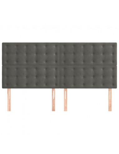 Testiera 4 pz Grigio Scuro 90x5x78/88 cm in Velluto