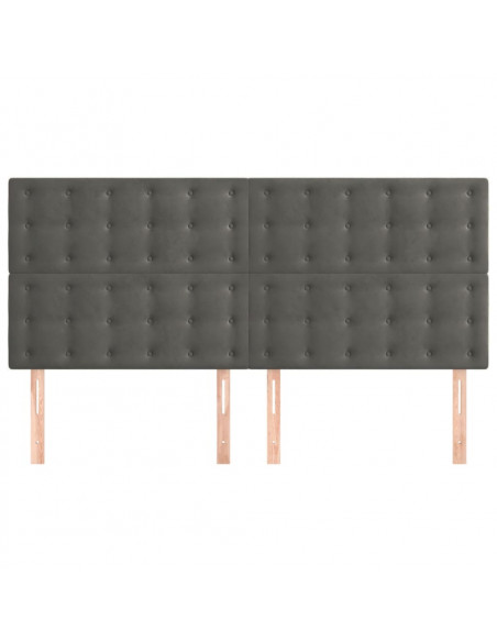 Testiera 4 pz Grigio Scuro 90x5x78/88 cm in Velluto