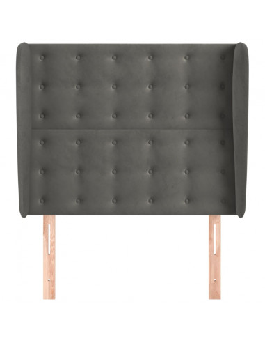 Testiera ad Orecchio Grigio Scuro 93x23x118/128 cm in Velluto