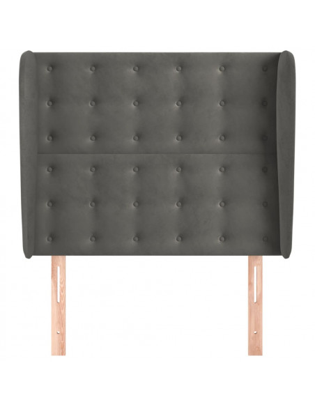 Testiera ad Orecchio Grigio Scuro 93x23x118/128 cm in Velluto