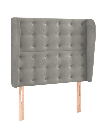 Testiera ad Orecchio Grigio Chiaro 93x23x118/128 cm in Velluto