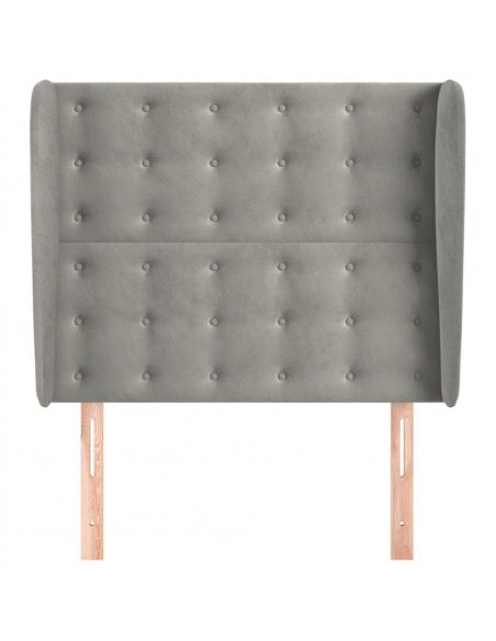 Testiera ad Orecchio Grigio Chiaro 93x23x118/128 cm in Velluto