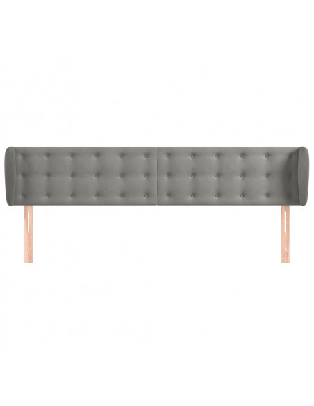 Testiera ad Orecchio Grigio Chiaro 183x23x78/88 cm in Velluto