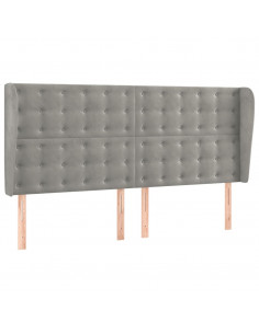 Testiera ad Orecchio Grigio Chiaro 183x23x118/128 cm in Velluto 2