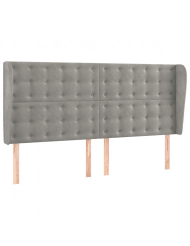 Testiera ad Orecchio Grigio Chiaro 183x23x118/128 cm in Velluto