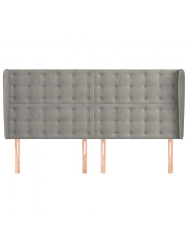 Testiera ad Orecchio Grigio Chiaro 183x23x118/128 cm in Velluto