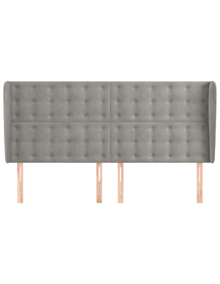 Testiera ad Orecchio Grigio Chiaro 183x23x118/128 cm in Velluto