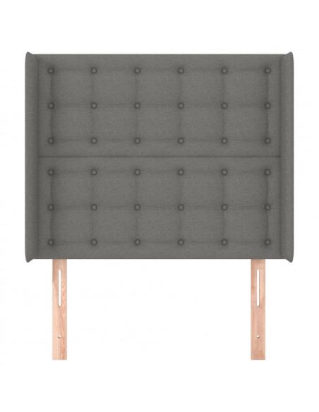 Testiera ad Orecchio Grigio Scuro 93x16x118/128 cm in Tessuto