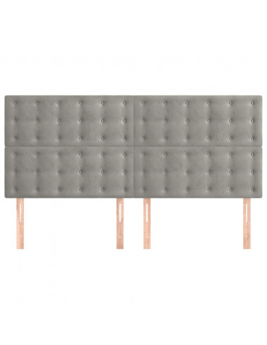 Testiera 4 pz Grigio Chiaro 90x5x78/88 cm in Velluto