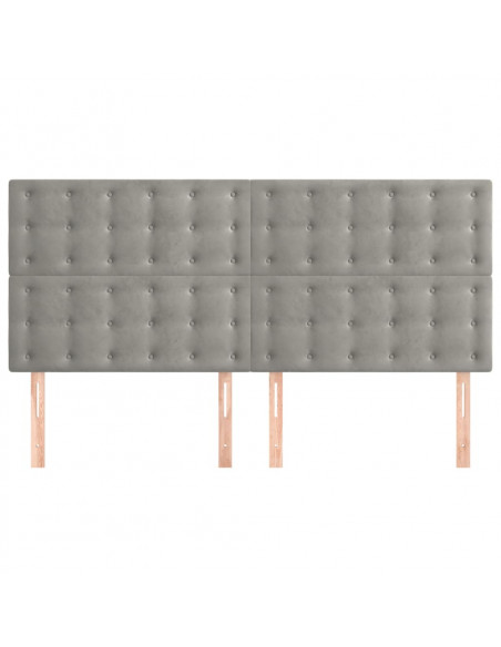 Testiera 4 pz Grigio Chiaro 90x5x78/88 cm in Velluto