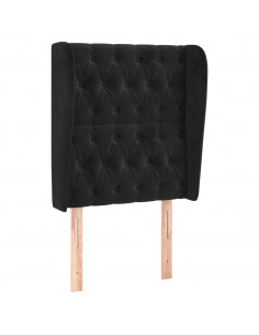 Testiera ad Orecchio Nera 83x23x118/128 cm in Velluto 2