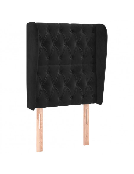 Testiera ad Orecchio Nera 83x23x118/128 cm in Velluto