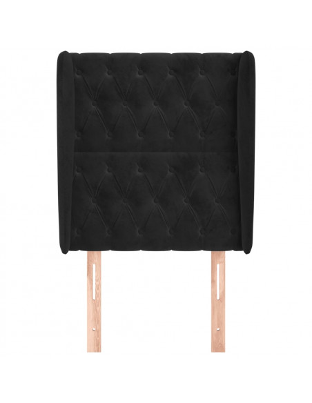 Testiera ad Orecchio Nera 83x23x118/128 cm in Velluto