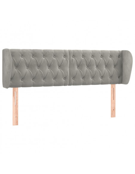 Testiera ad Orecchio Grigio Chiaro 163x23x78/88 cm in Velluto