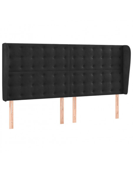 Testiera ad Orecchio Nera 203x23x118/128 cm in Velluto