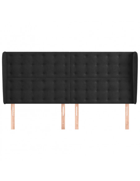 Testiera ad Orecchio Nera 203x23x118/128 cm in Velluto