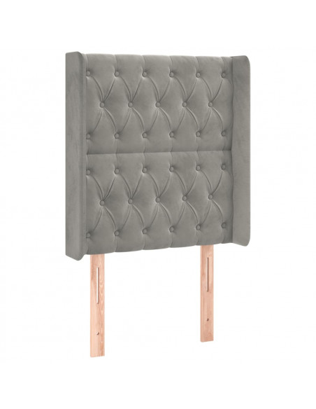 Testiera ad Orecchio Grigio Chiaro 83x16x118/128 cm in Velluto