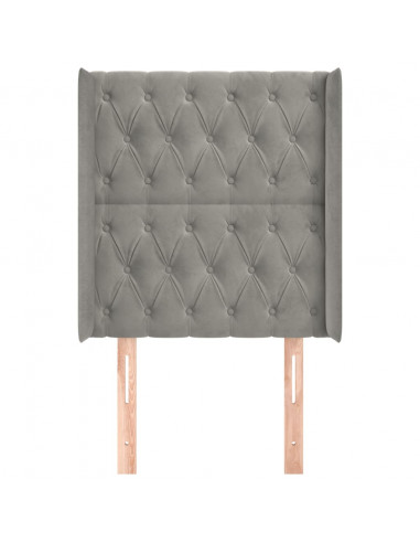 Testiera ad Orecchio Grigio Chiaro 83x16x118/128 cm in Velluto