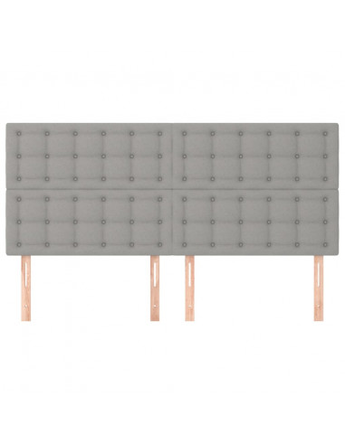 Testiera 4 pz Grigio Chiaro 90x5x78/88 cm in Tessuto