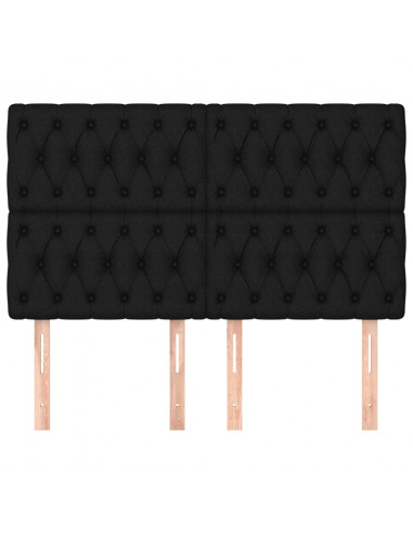 Testiera 4 pz Nera 80 x 7 x 78/88 cm in Tessuto