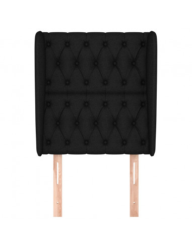 Testiera ad Orecchio Nera 83x23x118/128 cm in Tessuto