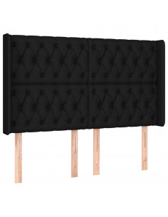 Testiera ad Orecchio Nera 163x16x118/128 cm in Tessuto 2