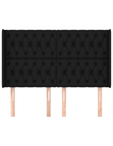 Testiera ad Orecchio Nera 163x16x118/128 cm in Tessuto