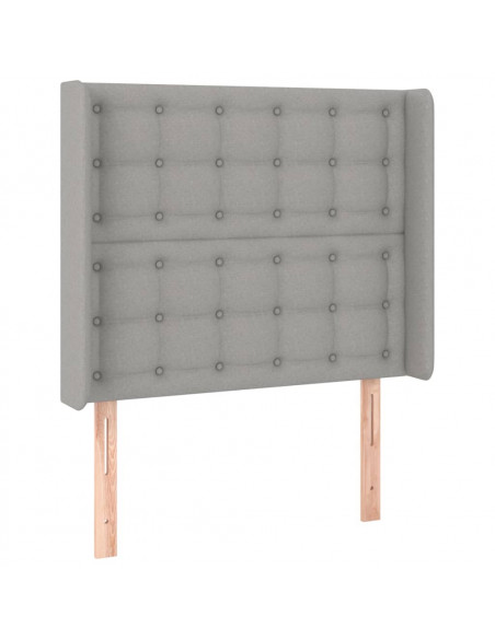 Testiera ad Orecchio Grigio Chiaro 93x16x118/128 cm in Tessuto