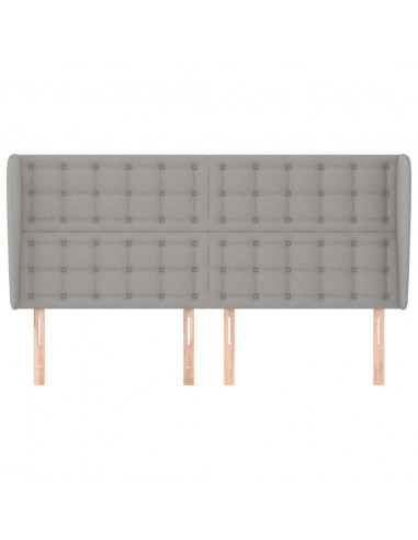 Testiera ad Orecchio Grigio Chiaro 183x23x118/128 cm in Tessuto